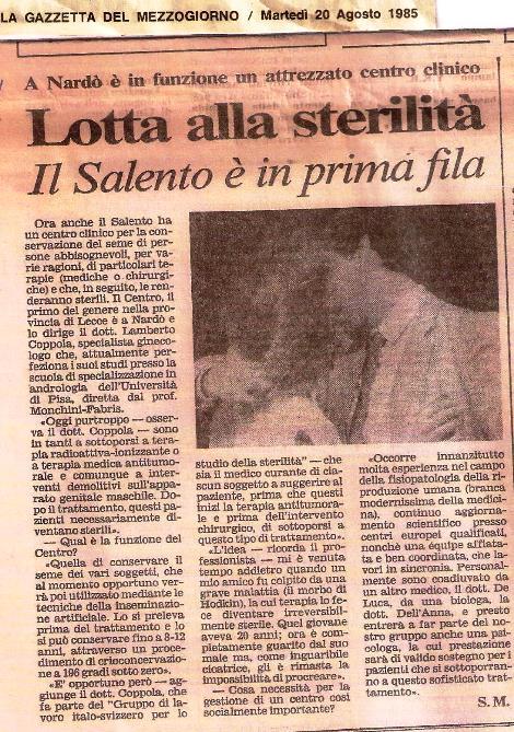 Gazzetta 1985 Banca del seme