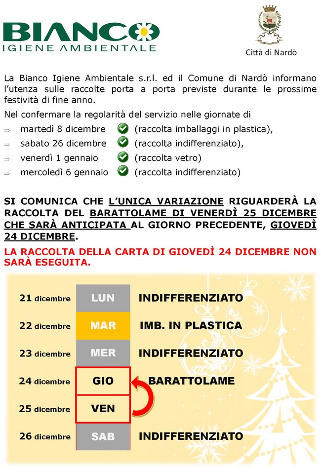 Avviso festività