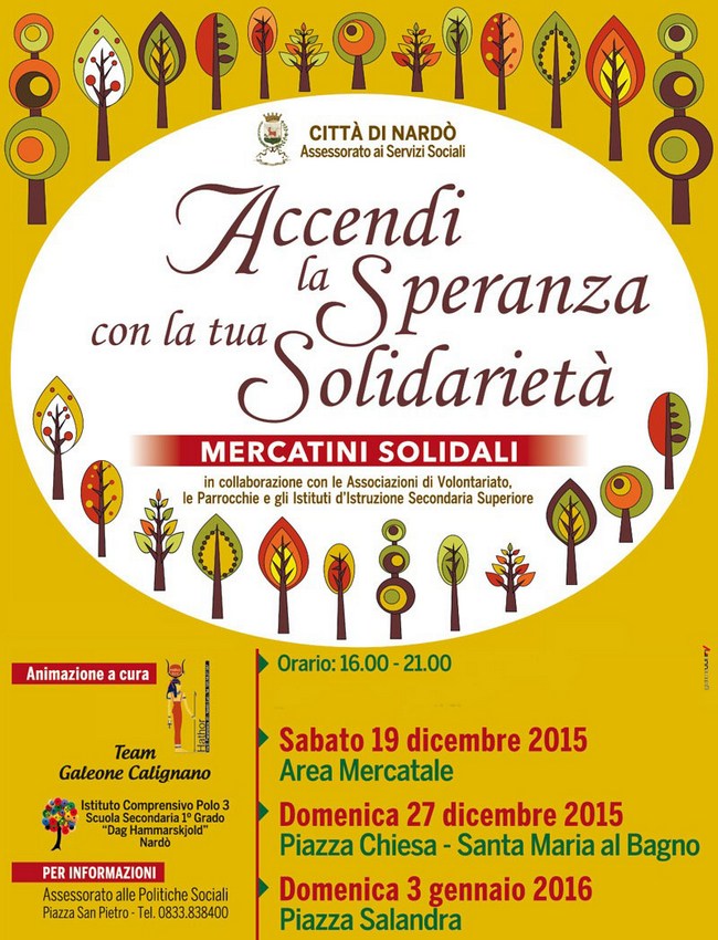 locandina accendi una speranza con la tua solidarietà