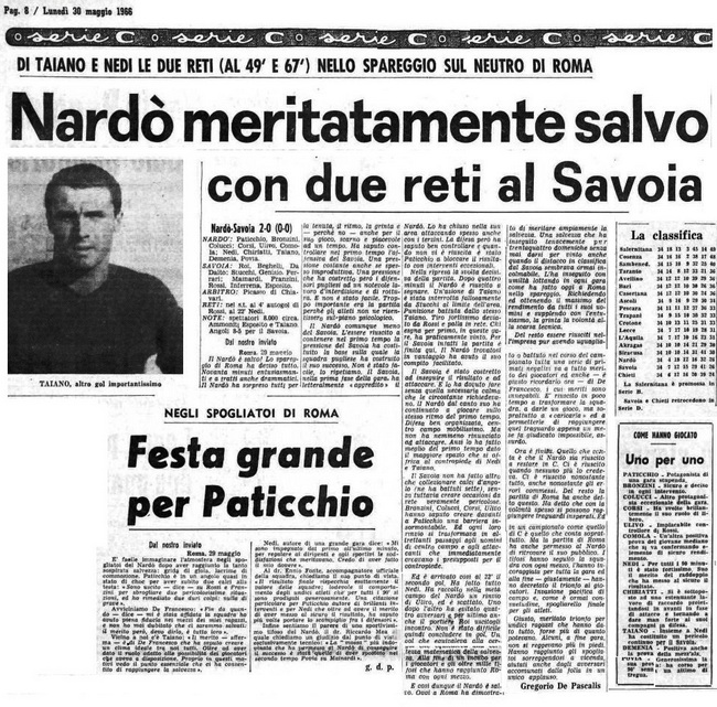 gazzetta spareggio Roma 1966