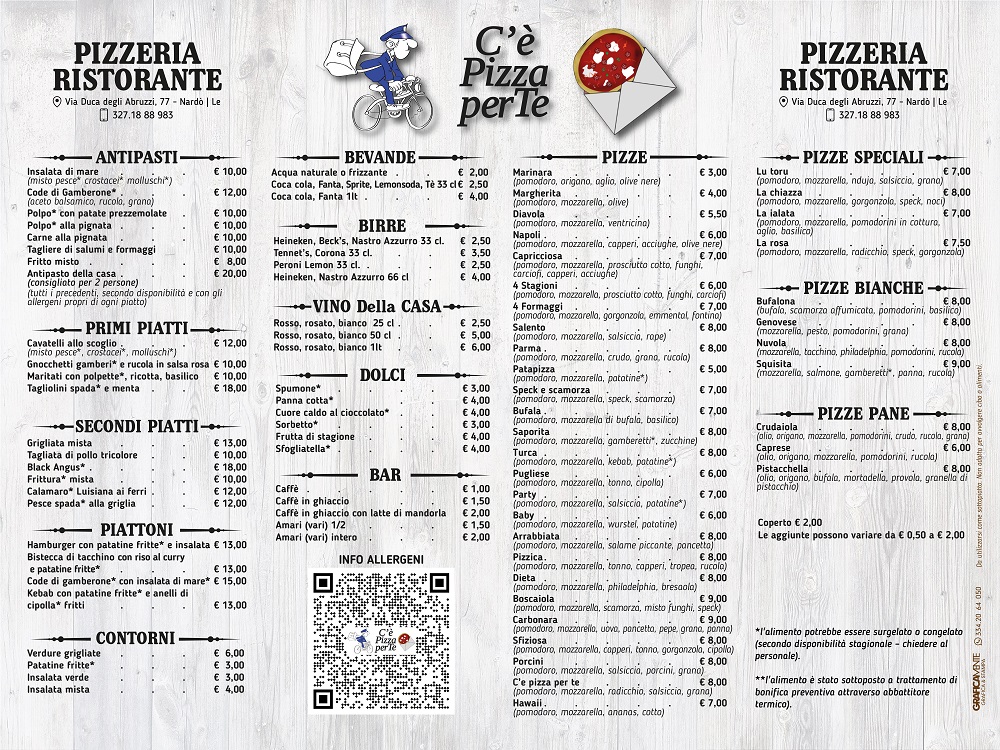 ce pizza per te tovaglietta MENU 2.1 AGO 2020
