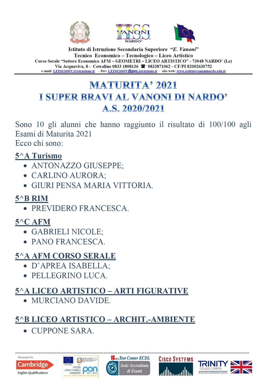 100 100 VANONI 2021